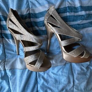 Elegant Silver Glitter High Heels